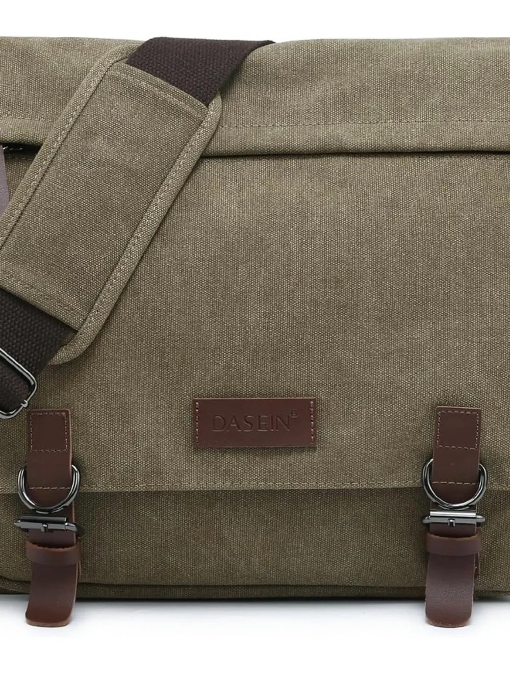 Dasein Large Vintage Canvas Messenger Shoulder Bag Army Green Crossbody Laptop